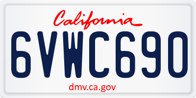 CA license plate 6VWC690