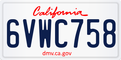 CA license plate 6VWC758
