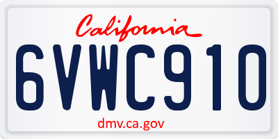 CA license plate 6VWC910