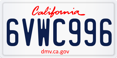 CA license plate 6VWC996