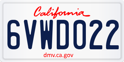 CA license plate 6VWD022