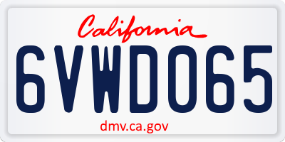 CA license plate 6VWD065