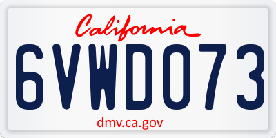 CA license plate 6VWD073