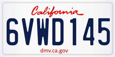 CA license plate 6VWD145