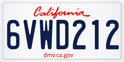 CA license plate 6VWD212