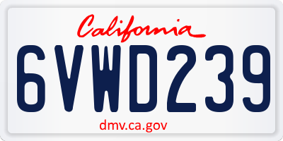 CA license plate 6VWD239