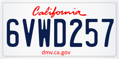 CA license plate 6VWD257