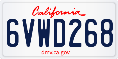 CA license plate 6VWD268