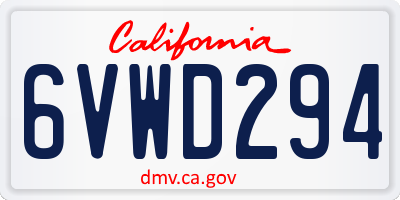 CA license plate 6VWD294