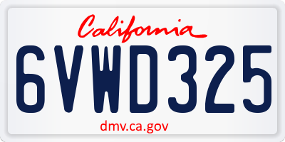 CA license plate 6VWD325