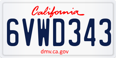 CA license plate 6VWD343