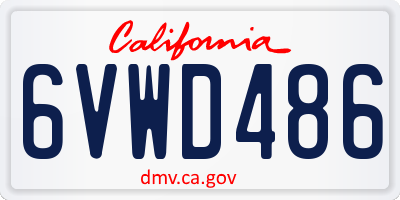 CA license plate 6VWD486