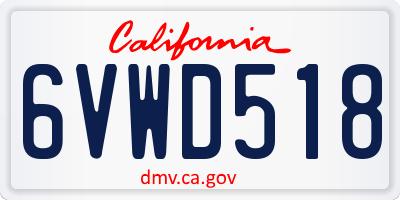 CA license plate 6VWD518