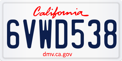 CA license plate 6VWD538