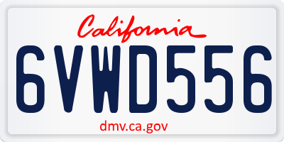 CA license plate 6VWD556