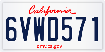 CA license plate 6VWD571