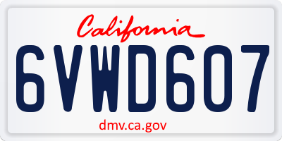 CA license plate 6VWD607