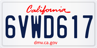 CA license plate 6VWD617