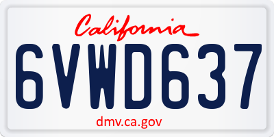 CA license plate 6VWD637
