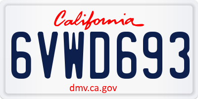 CA license plate 6VWD693