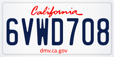 CA license plate 6VWD708