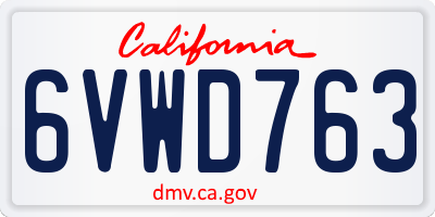 CA license plate 6VWD763