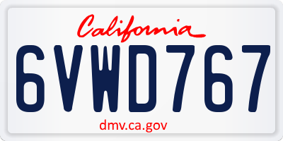 CA license plate 6VWD767