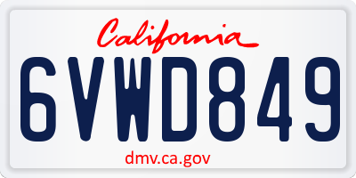 CA license plate 6VWD849