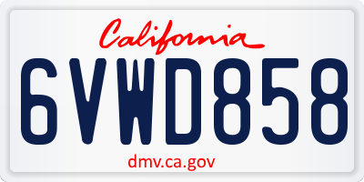CA license plate 6VWD858