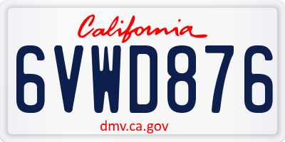 CA license plate 6VWD876
