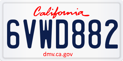 CA license plate 6VWD882