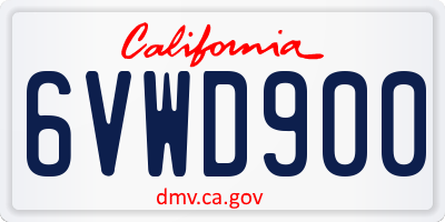 CA license plate 6VWD900