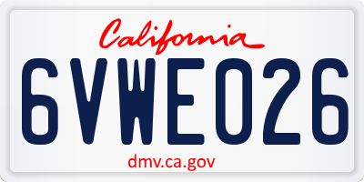 CA license plate 6VWE026