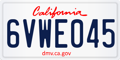 CA license plate 6VWE045