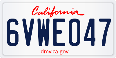 CA license plate 6VWE047
