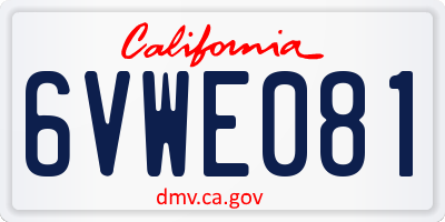 CA license plate 6VWE081