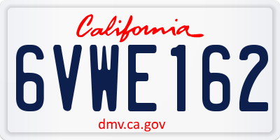 CA license plate 6VWE162