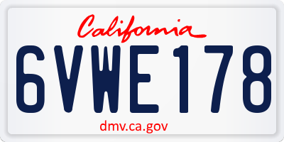 CA license plate 6VWE178