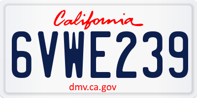 CA license plate 6VWE239