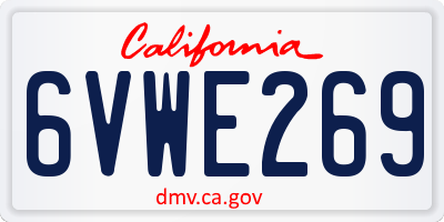 CA license plate 6VWE269