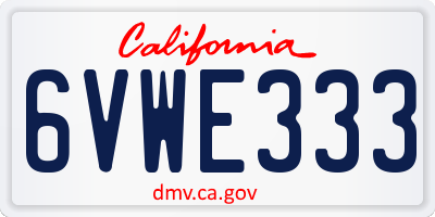 CA license plate 6VWE333