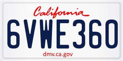 CA license plate 6VWE360