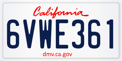 CA license plate 6VWE361