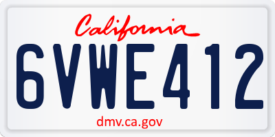 CA license plate 6VWE412