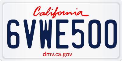 CA license plate 6VWE500