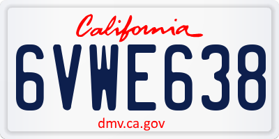 CA license plate 6VWE638