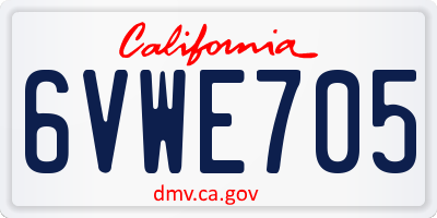 CA license plate 6VWE705