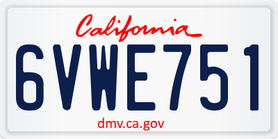 CA license plate 6VWE751