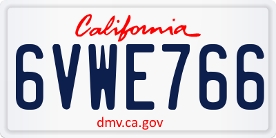 CA license plate 6VWE766