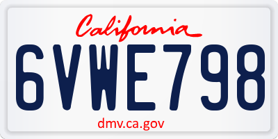 CA license plate 6VWE798